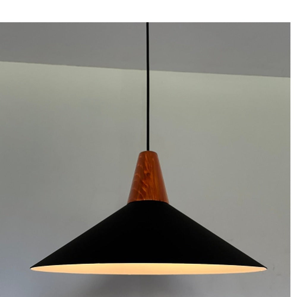 JS-GL-240-1 - BLACK & WHITE WOOD Metal Hanging Light