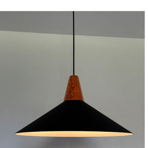 JS-GL-240-1 - BLACK & WHITE WOOD Metal Hanging Light