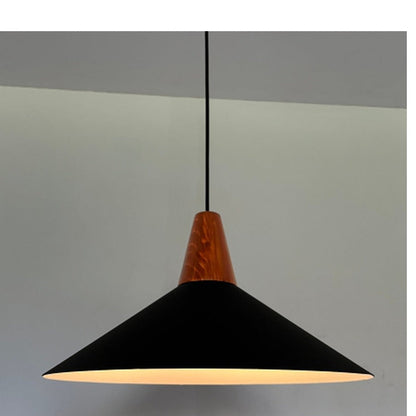 JS-GL-240-1 - BLACK & WHITE WOOD Metal Hanging Light