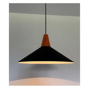 JS-GL-240-1 - BLACK & WHITE WOOD Metal Hanging Light