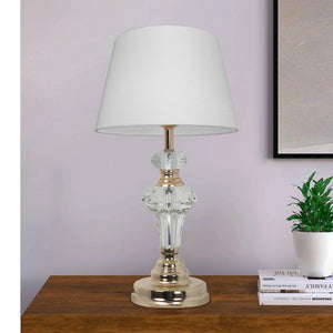 JS-GL-2406-TL - Antique Brass Metal & Fabric Shade Modern Table Lamp