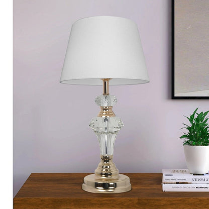JS-GL-2406-TL - Antique Brass Metal & Fabric Shade Modern Table Lamp