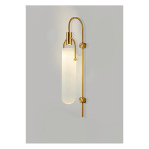 JS-GL-2410-W - Antique Brass Metal & Glass Modern Wall Light
