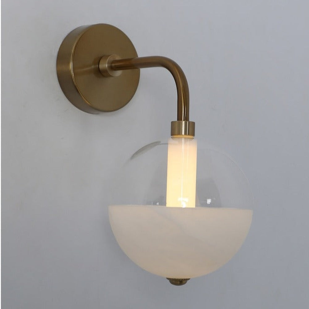 JS-GL-2416-W - Antique Brass Metal & Onyx Marble & Acrylic Marble Wall Light