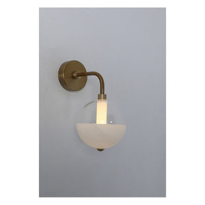 JS-GL-2416-W - Antique Brass Metal & Onyx Marble & Acrylic Marble Wall Light