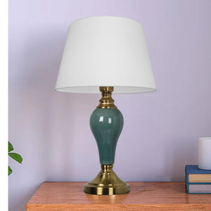 JS-GL-2426-TL - Antique Brass Ceramic & Metal & Fabric Shade Modern Table Lamp