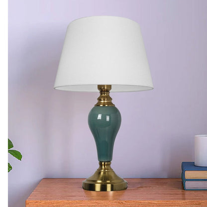 JS-GL-2426-TL - Antique Brass Ceramic & Metal & Fabric Shade Modern Table Lamp