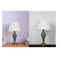 JS-GL-2426-TL - Antique Brass Ceramic & Metal & Fabric Shade Modern Table Lamp