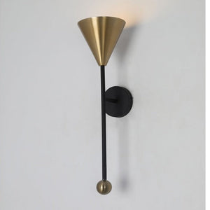 JS-GL-2432-W - Antique Brass & Black & White Metal Modern Wall Light
