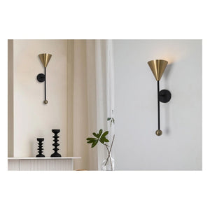 JS-GL-2432-W - Antique Brass & Black & White Metal Modern Wall Light