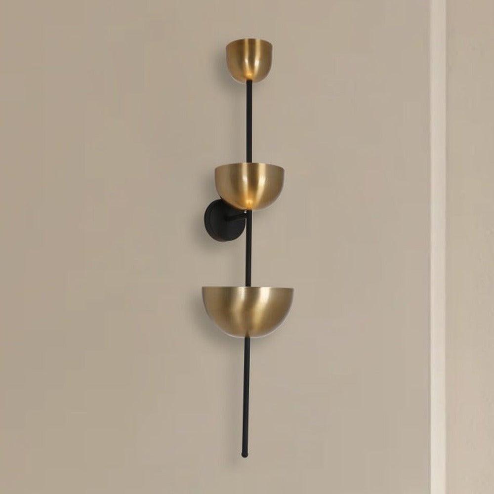 JS-GL-2433-3 - Antique Brass & Black Metal & Acrylic Modern Wall Light