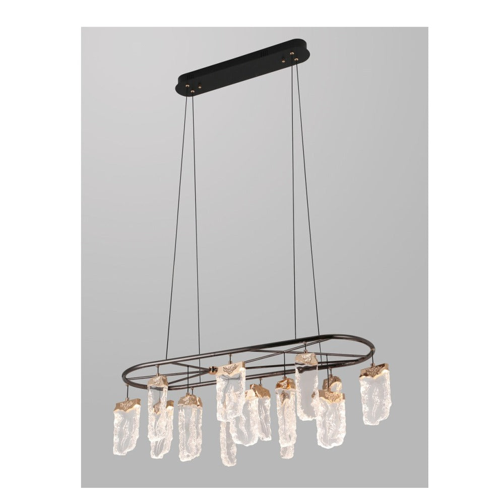 JS-GL-2441-15 - French Gold & Gun Black Metal & Acrylic Led Chandelier