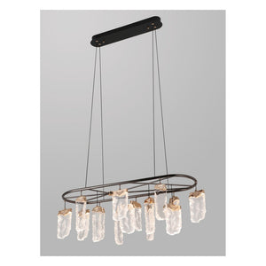 JS-GL-2441-15 - French Gold & Gun Black Metal & Acrylic Led Chandelier