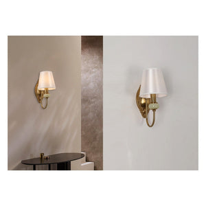 JS-GL-2491-1 - Antique Brass Metal & Fabric Shade Marble Wall Light