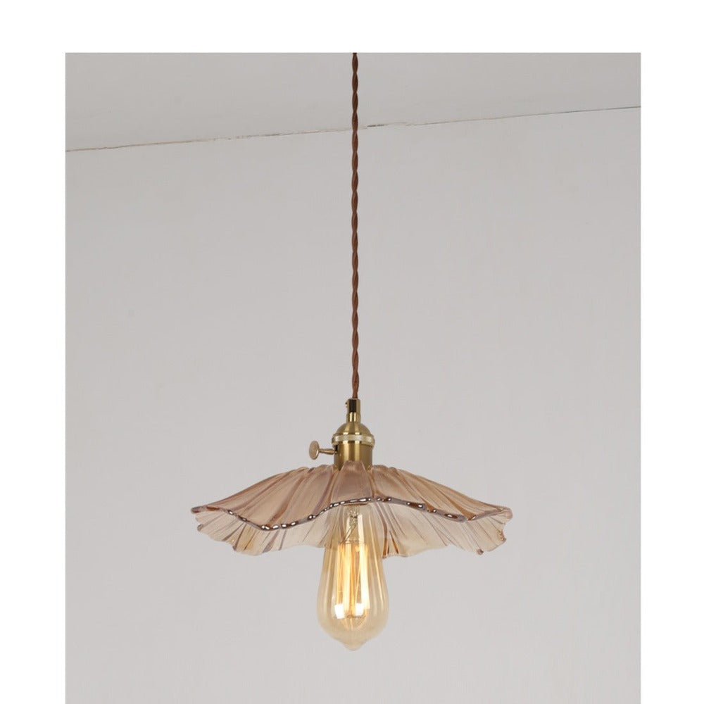 JS-GL-2501-1 AMB - Antique Brass Metal Glass Hanging Light