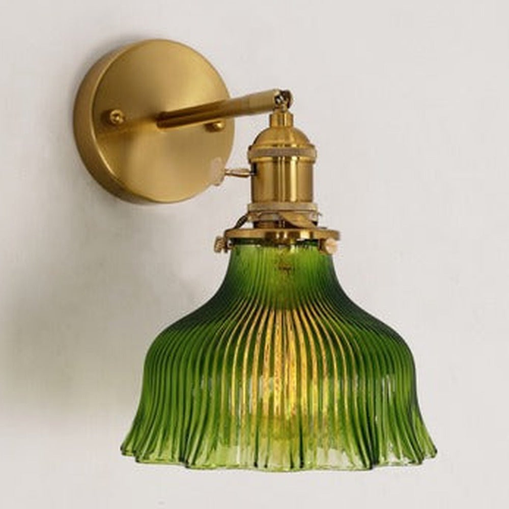 JS-GL-2502-WGR - Antique Brass Metal & Glass Modern Wall Light