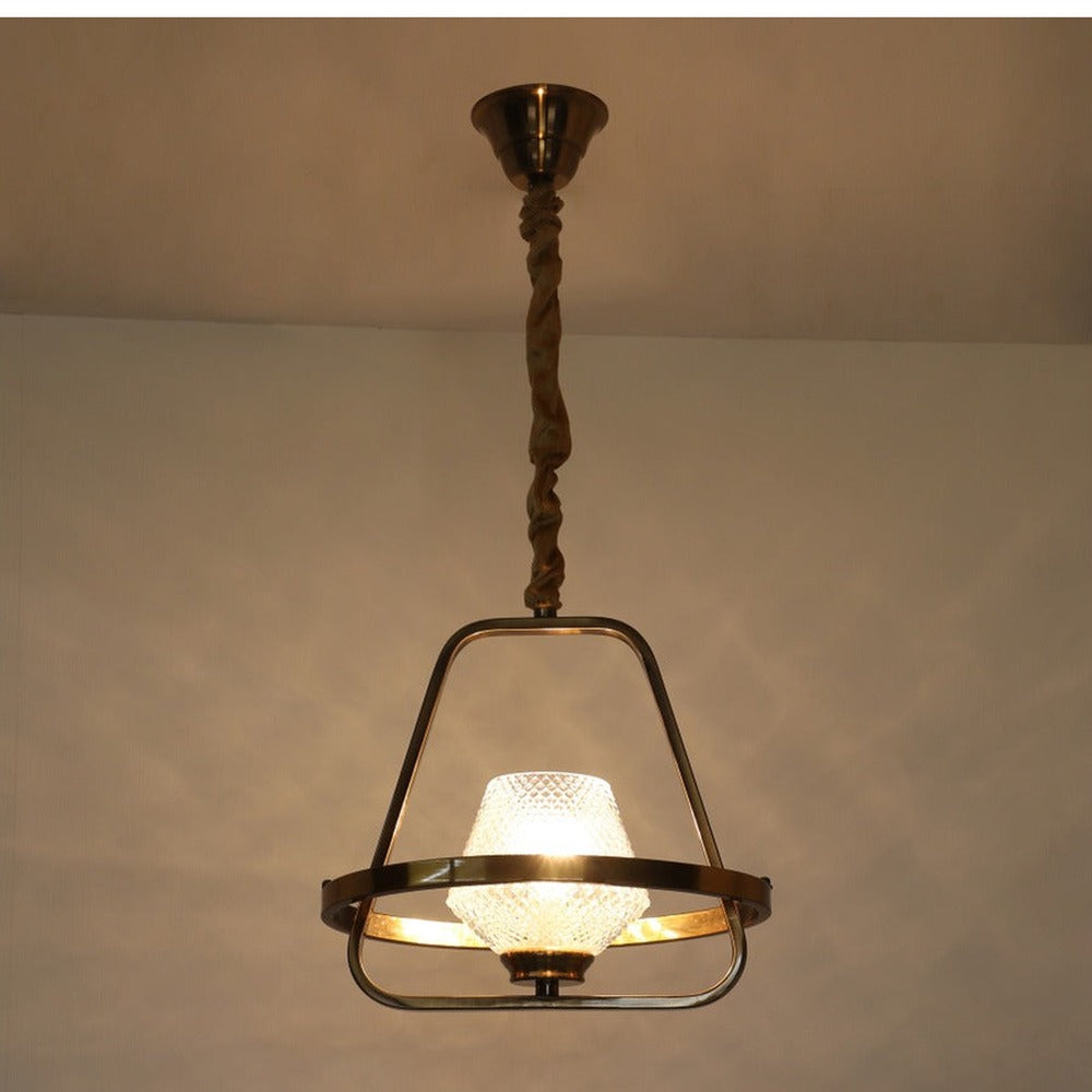 JS-GL-25038-1P - Antique Brass Glass Metal Hanging Light