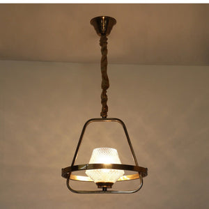 JS-GL-25038-1P - Antique Brass Glass Metal Hanging Light