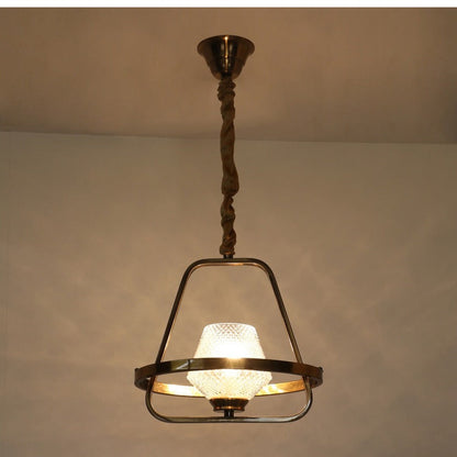 JS-GL-25038-1P - Antique Brass Glass Metal Hanging Light