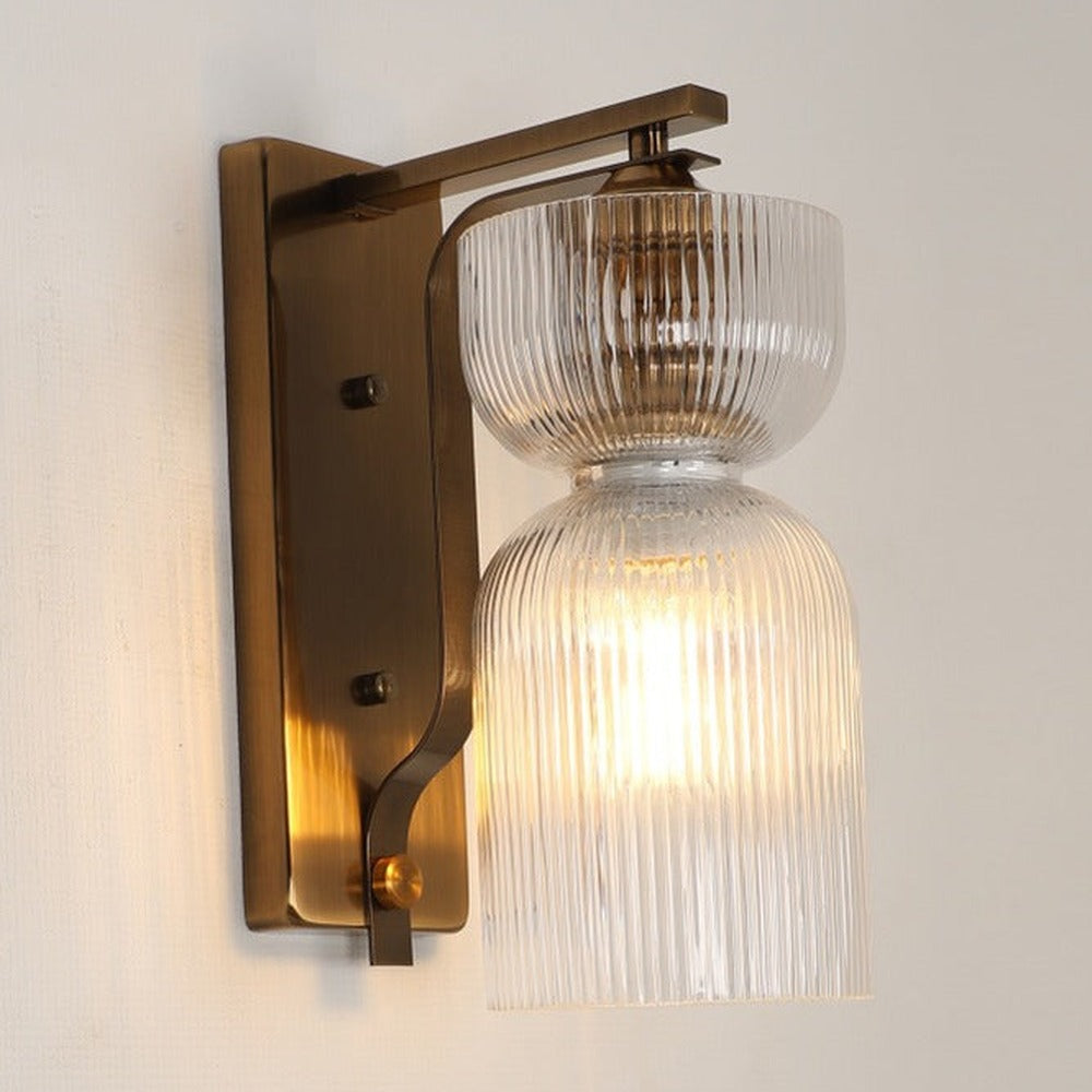JS-GL-25041-W - Antique Brass Metal & Glass Modern Wall Light