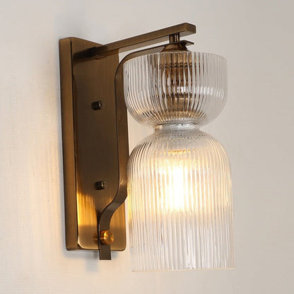 JS-GL-25041-W - Antique Brass Metal & Glass Modern Wall Light