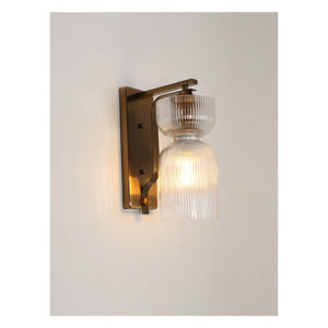 JS-GL-25041-W - Antique Brass Metal & Glass Modern Wall Light