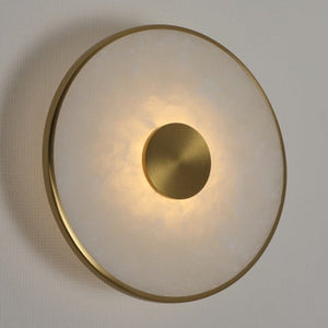 JS-GL-250B - Antique Brass Metal & Onxy Marble Wall Light