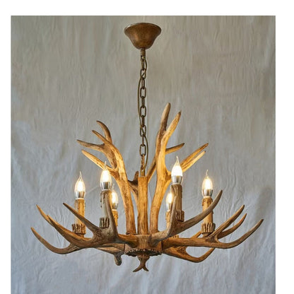 JS-GL-2510-6 - Rustic Wooden Metal & Resin Luxury Chandelier
