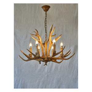 JS-GL-2510-6 - Rustic Wooden Metal & Resin Luxury Chandelier