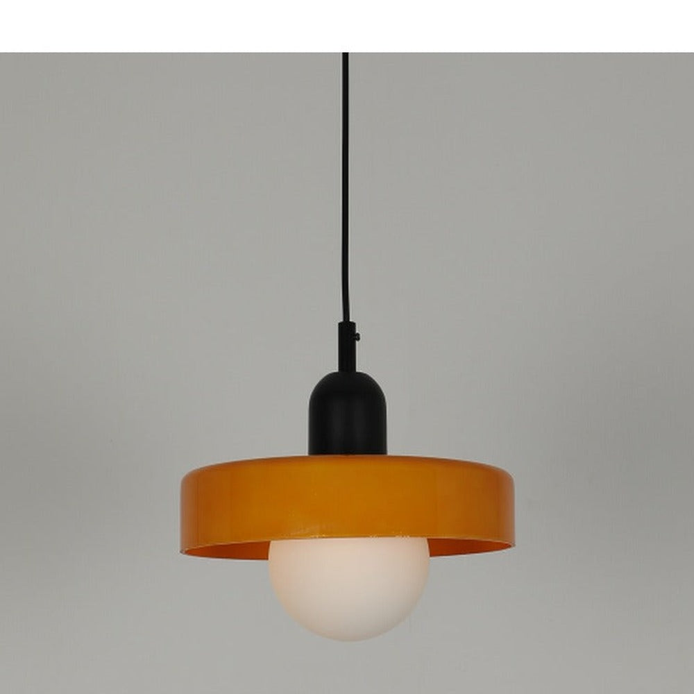 JS-GL-2536-1 RG+BK - Black & Orange Metal Glass Hanging Light