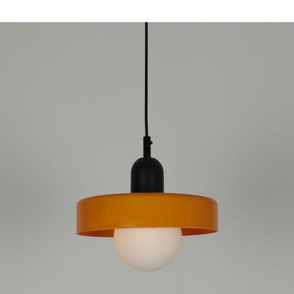 JS-GL-2536-1 RG+BK - Black & Orange Metal Glass Hanging Light