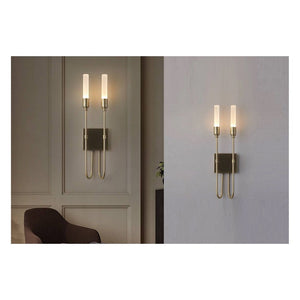 JS-GL-254-2 - Antique Brass Metal & Acrylic Modern Wall Light