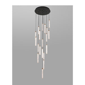 JS-GL-2540-(Set of 12) - French Gold & Black Metal & Acrylic Led Chandelier
