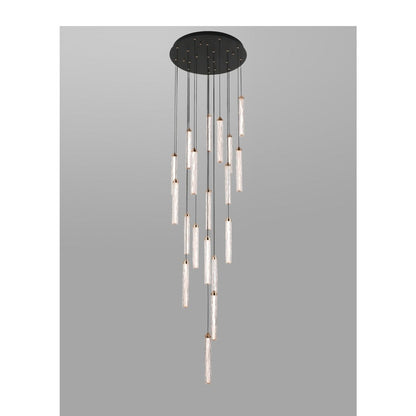 JS-GL-2540-(Set of 12) - French Gold & Black Metal & Acrylic Led Chandelier