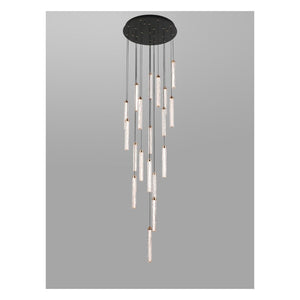 JS-GL-2540-(Set of 12) - French Gold & Black Metal & Acrylic Led Chandelier