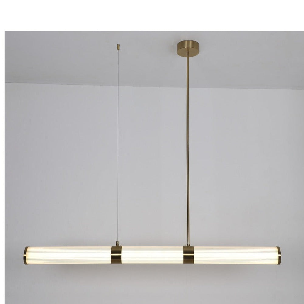 JS-GL-2562-1200 - Antique Brass Metal & Acrylic Rectangular Hanging Light
