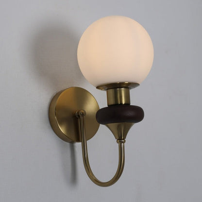 JS-GL-2565-CP - Antique Brass Metal & Wood & Glass Wooden Wall Light