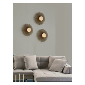 JS-GL-2580-W - Antique Brass Metal & Glass Modern Wall Light