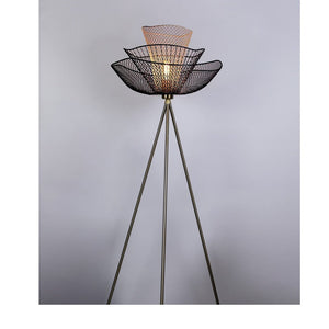 JS-GL-26073-F - Antique Brass & Black & Gold Metal Modern Floor Lamp