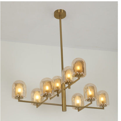 JS-GL-2691-10 - Antique Brass Metal & Glass Luxury Chandelier