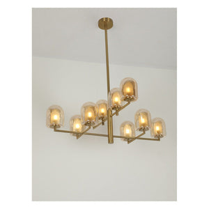 JS-GL-2691-10 - Antique Brass Metal & Glass Luxury Chandelier