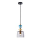 JS-GL-2709-1SM - Antique Brass & Black Metal Glass Hanging Light