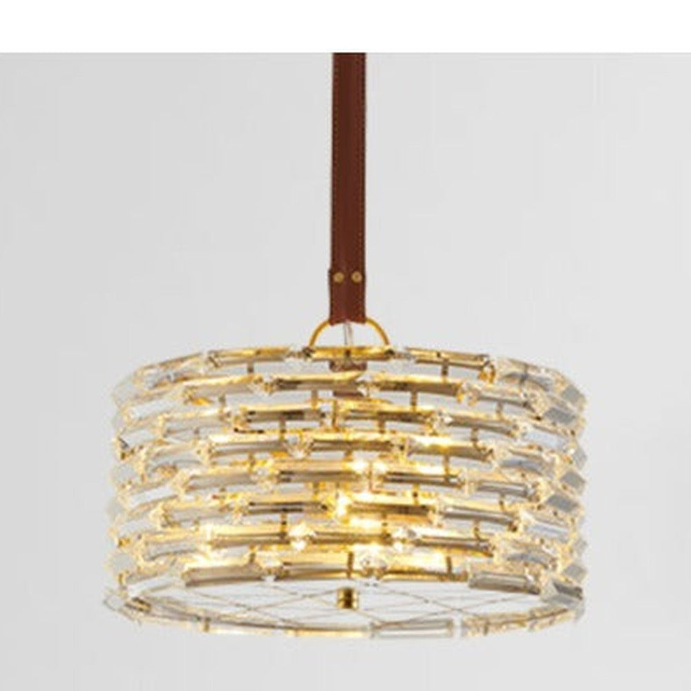 JS-GL-27404D - Gold Metal & Crystals & Leather Modern Chandelier