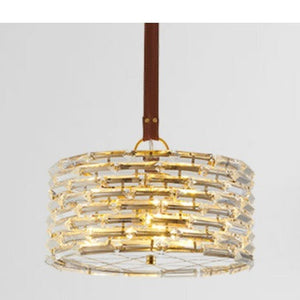 JS-GL-27404D - Gold Metal & Crystals & Leather Modern Chandelier