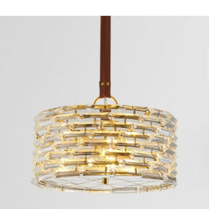 JS-GL-27404D - Gold Metal & Crystals & Leather Modern Chandelier