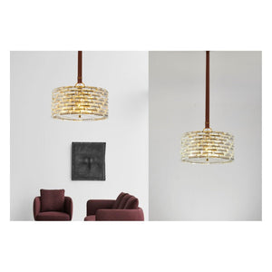 JS-GL-27404D - Gold Metal & Crystals & Leather Modern Chandelier