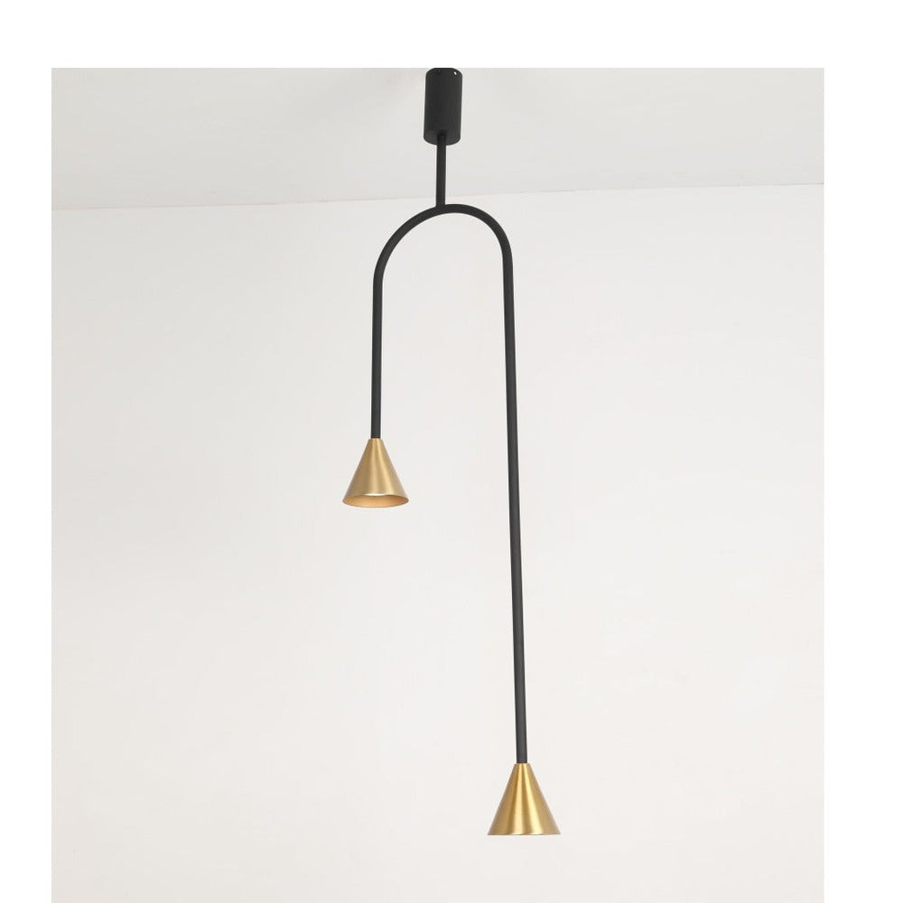 JS-GL-2888-2 - Antique Brass & Black & Gold Metal Modern Hanging Light