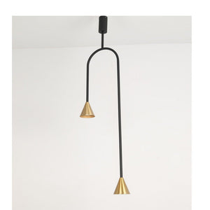 JS-GL-2888-2 - Antique Brass & Black & Gold Metal Modern Hanging Light