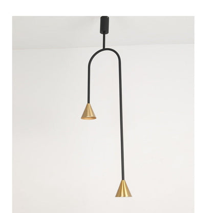 JS-GL-2888-2 - Antique Brass & Black & Gold Metal Modern Hanging Light