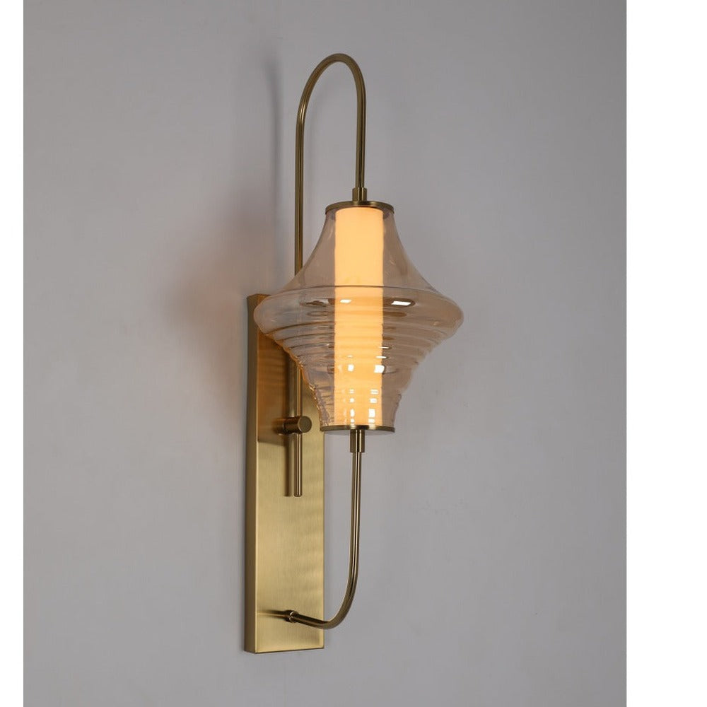 JS-GL-2TA-W - Antique Brass Metal & Glass Modern Wall Light